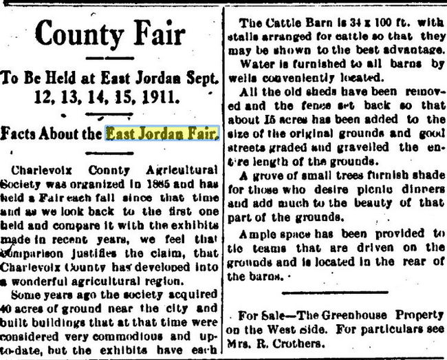 East Jordan Fair - Sept 1911